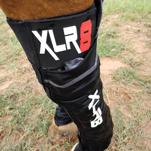 XLR8 Cryo Boots horse leg ice sock with ice in pockets. 